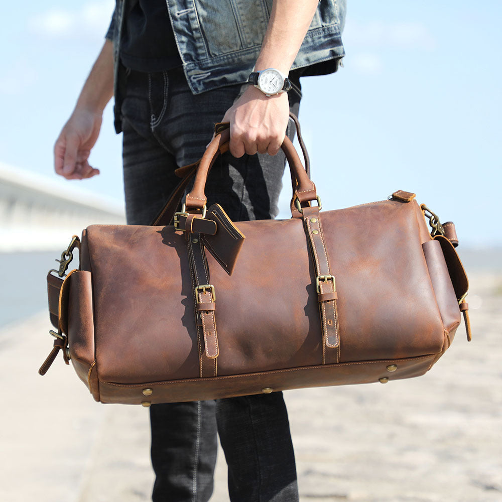 Classic Top Layer Leather Travel Bag