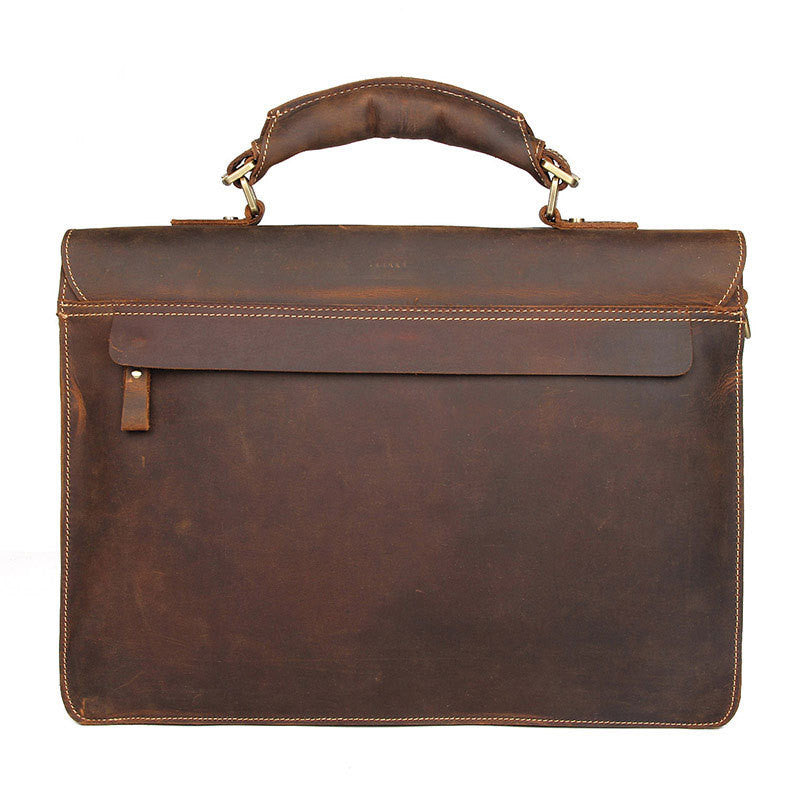 Leather Handbag Vintage Crazy Horse Leather Men's Briefcase