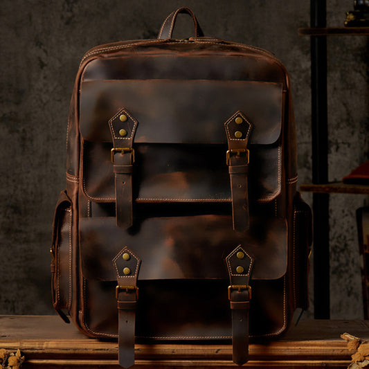Handmade Crazy Horse Leather Backpack - Addison Foster