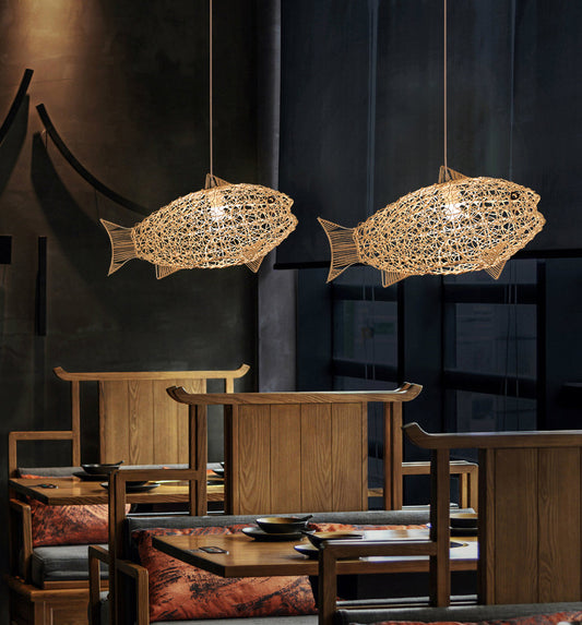 New Creative Fish-shaped Bamboo Chandelier